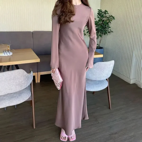 ⁦فساتين صيفية طويلة برقبة دائرية⁩ - الصورة ⁦4⁩