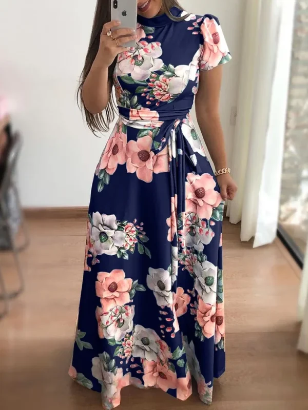 ⁦فساتين نسائية نحيفة كاجوال بأكمام طويلة ورقبة دائرية⁩ - الصورة ⁦5⁩