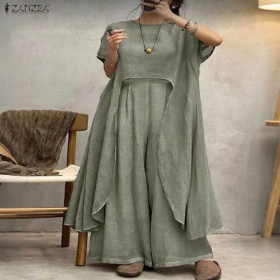 مجموعات النساء خمر بلوزات طويلة غير النظامية السراويل فضفاضة عادية مرونة الخصر السراويل الدعاوى