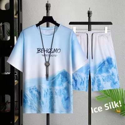 فضفاض تي شيرت رجالي فضفاض في سن المراهقة الصبي مجسم كم قصير البوليستر