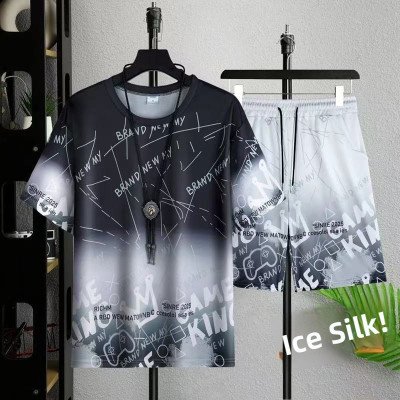 فضفاض تي شيرت رجالي فضفاض في سن المراهقة الصبي مجسم كم قصير البوليستر - الصورة 3