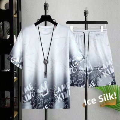 فضفاض تي شيرت رجالي فضفاض في سن المراهقة الصبي مجسم كم قصير البوليستر - الصورة 4