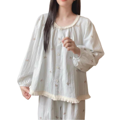 بيجامة نسائي دانتيل منامة فضفاضة طويلة الأكمام - الصورة 2