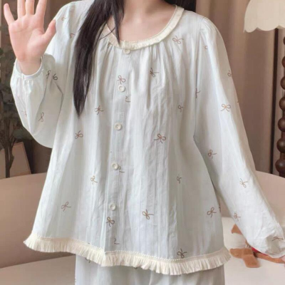 بيجامة نسائي دانتيل منامة فضفاضة طويلة الأكمام - الصورة 3