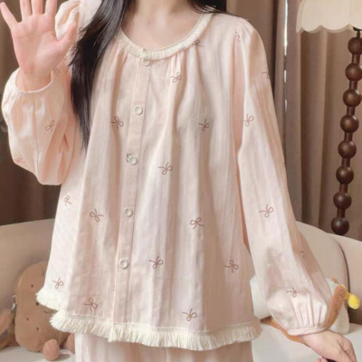 بيجامة نسائي دانتيل منامة فضفاضة طويلة الأكمام - الصورة 4