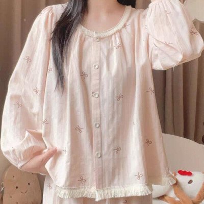 بيجامة نسائي دانتيل منامة فضفاضة طويلة الأكمام - الصورة 5