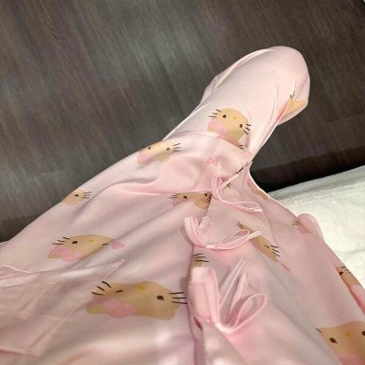 بيجامة هالو كيتي نمط حلو للسيدات لربيع وخريف جديد بأكمام طويلة بنطلون ملابس منزلية فضفاضة للترفيه - الصورة 2